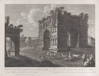 Näkymä Januksen kaarelle, paimenet ja vuohet etualalla, 1795-1800., 1795-1800.