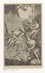 Allegorie op de meetkunde Sivun nimi: Pomponius Mela en Abraham Gronovius, Pomponii Melae de situ orbis libri III, 1782