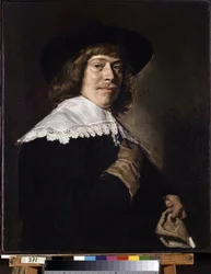 Muotokuva miehestä, jolla on käsine. Muotokuva nuoresta miehestä, jolla on käsine. Maalaus Frans Hans Hals I (1581-1666), noin 1650. Öljy kankaalle. Hollantilainen taide, barokkityyli. Eremitaaši, Pietari.