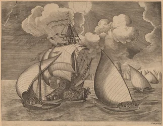 Galley-laivasto karavelin saattamana