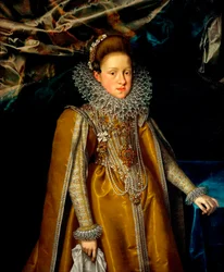 ""Itävallan Maria Magdalenan (1589-1631) Toscanan suurherttuattaren muotokuva" (Itävallan arkkiherttuatar Maria Maddalenan (1587-1631), Toscanan suurherttuattaren muotokuva) Franz Pourbus nuoremman (1569-1622) maalaus, n. 1604 - Öljy kankaalle Koko 116x108