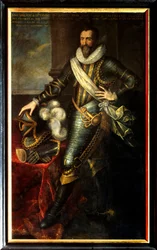 Muotokuva Maximilian de Bethunesta, Sullyn herttuasta (1559-1641) tykistön suurena mestarina. Pourbus Franz II Le Jeunen maalaus (Frans tai Francois Porbus