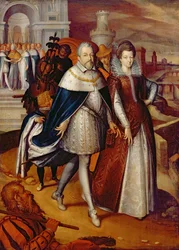 Toscanan suurherttuan Ferdinand I:n (1549-1609) ja hänen sisarentyttärensä Marien (1573-1642), Henrik IV:n tulevan vaimon, muotokuva.