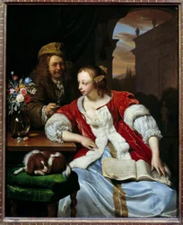Keskeytetty kappale Taiteilijan ja hänen vaimonsa muotokuvia. Franz van Mieris dit le Vieux