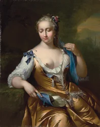 Nainen maisemassa kärpänen olkapäällään: kosketuksen allegoria, 1742