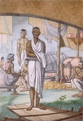 Viininvalmistaja ja jälleenmyyjä, teoksesta "Hindust, tai niiden tapojen, pukujen ja seremonioiden kuvaus", n. 1808-1812 (värillinen etsaus)