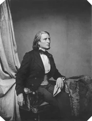 Franz Liszt, unkarilainen säveltäjä ja pianisti, v. 1860