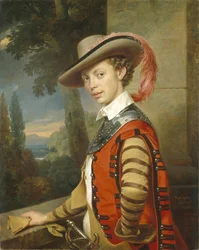 Prinssi Nikolai Saltykovin muotokuva komeassa mekossa, 1850