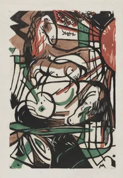 Hevosten syntymä (Geburt der Pferde), 1913 (puupiirros japaninpaperille)