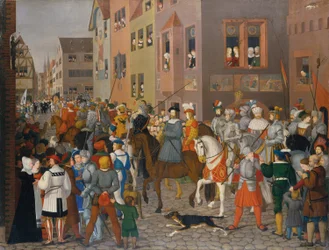 Habsburgin kuningas Rudolfin saapuminen Baseliin vuonna 1273