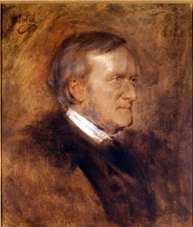 Richard Wagnerin (1813 - 1883), saksalaisen säveltäjän muotokuva. Franz von Lenbachin (1836-1904) maalaus. Wagner-museo Bayreuthissa.