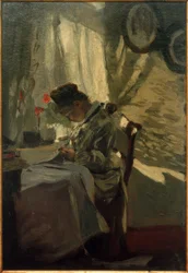 Näherin am Fenster