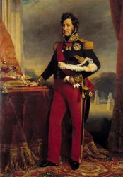 Muotokuva en pied de Louis Philippe 1er (1773-1850), Ranskan kuningas vuoden 1830 peruskirjassa Franz Xaver Winterhalterin (1806-1873) maalaus 1839 su. 2,6x1,9 m