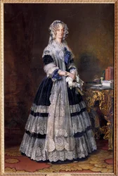 Ranskan kuningattaren (1782-1866) Marie Amelie de Bourbonin jalan muotokuva. Xaver Winterhalterin (1806-1873) maalaus 1842. Dim. 2,15 x 1,40 m