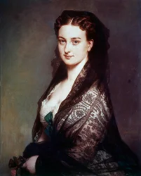 Tuntemattomalla on Franz Xavier Winterhalterin (1806-1873) mantillamaalaus. 1869. Dim. 0,80 x 0,65 m. Compiegne, linnamuseo