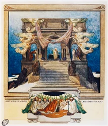 Ja uusia jälkeläisiä laskeutuu taivaasta, säe 72, Purgatorio, Canto XXII, jumalallinen näytelmä, Dante Alighieri (1265-1325), kuvitus Franz Von Bayros (1866-1924), Wien