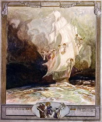 Kuvitus Dantesin Jumalaisen komedian, Paratiisi, Canto XXVII, 1921 (wc paperille).