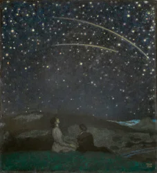 Shooting Stars (Franz ja Mary von Stuck) - Shooting Stars (Franz ja Mary Stuck), kirjoittanut Stuck, Franz, Ritter von (1863-1928). öljy puulle