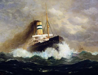Fred Pansingin (1844-1912) Potsdamin matkustajalaiva, öljy kankaalle, 1900-luku