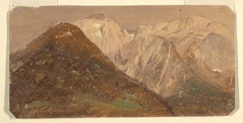 Piirros, Alppimaisema (luultavasti Sveitsi), 1868