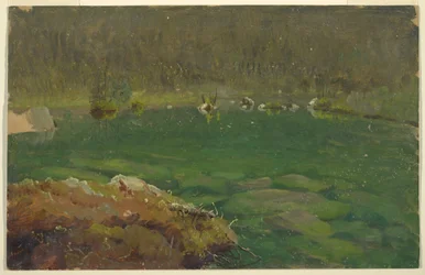 Piirros, Apline-järvi, Baijeri tai Sveitsi, 1868