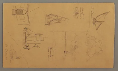 Piirustus, Veneopinnot, Pilviopinnot, Kaksi rakennusta, mahdollisesti 1868