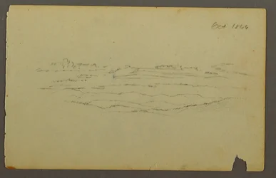 Piirros, Laaja kumpuileva maisema pilvineen, 1844
