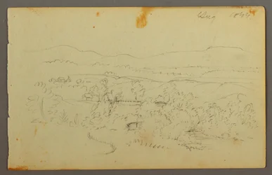 Piirros, Laaja laakso maatiloineen, 1844