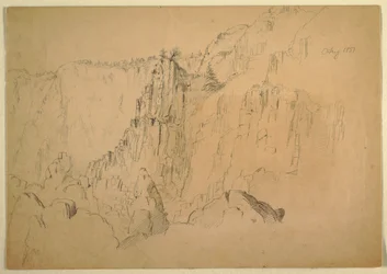 Piirros, Rannikko jyrkkiä kallioita, elokuu 1885