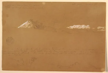 Piirros, Cotapaxi, aamu, auringon temppelistä, Quito, Ecuador, 24. kesäkuuta 1857.