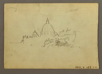 Piirros, Kaukaisnäkymä Pietarinkirkon kupolista, Rooma, Italia, tammikuu 1869.