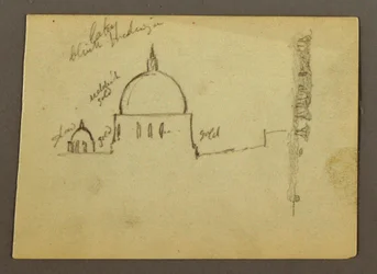 Piirros, Pietarinkirkon kupolit (pohjoisesta katsottuna), Rooma, Italia, tammikuu 1869.