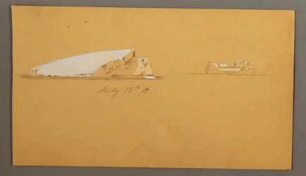 Piirros, kelluvat jäävuoret, 16. heinäkuuta 1859.