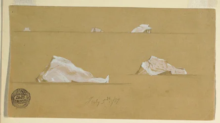 Piirros, kelluvat jäävuoret, 5. heinäkuuta 1859.