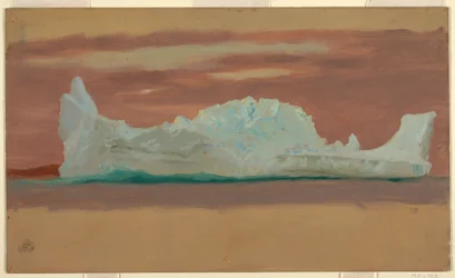 Piirros, Kelluvia jäävuoria pilvisellä taivaalla, Newfoundland, heinäkuu 1859.