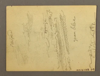 Piirustus, Pylväskäytävän katkelma, suihkulähde, mahdollisesti 1868-69.
