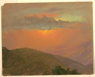 Piirros, Hilltop auringonlaskun aikaan, heinäkuu 1865