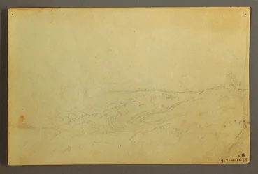 Piirros, Talo metsässä puron varrella, huhtikuu 1845.