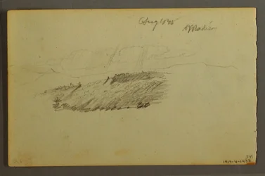 Piirustus, talo, purjevene, kasvi, syyskuu 1844