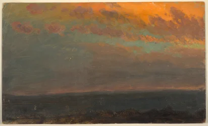 Piirros, Hudson Valley  auringonlaskun aikaan, 1870-80