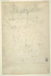 Piirros, Kaaterskill Falls, Catskill Mountains, New York, heinäkuu 1844.