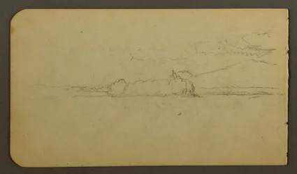 Piirros, järvi Katahdin-vuoren suuntaan, 1878