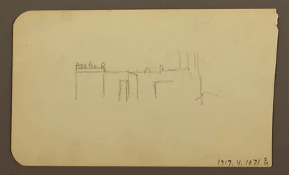 Piirros, maisema; Kääntöpuoli: Kirkko, huhtikuu 1885