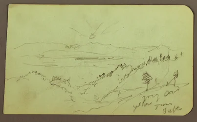 Piirros, maisema; Kääntöpuoli: Hahmo, maisema, 1883.