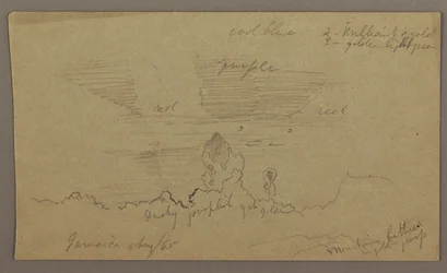 Piirros, maisema; Kääntöpuoli: Taivas, elokuu 1865