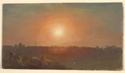 Piirros, Maisema auringonlaskussa, 1860-70