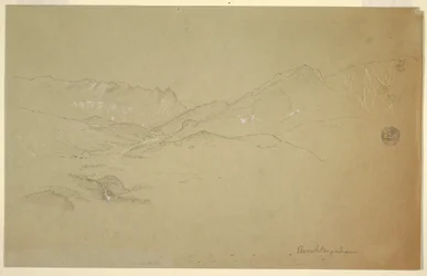 Piirros, Maisema Berchtesgadenin lähellä, kesä-heinäkuu 1868.