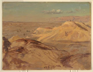 Piirros, Maisema lähellä Petraa, helmikuu 1868
