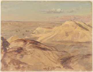 Piirros, Maisema lähellä Petraa, helmikuu 1868