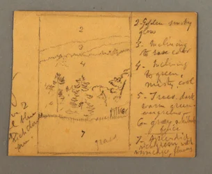 Piirros, niitty, muistiinpanoja, mahdollisesti 1856